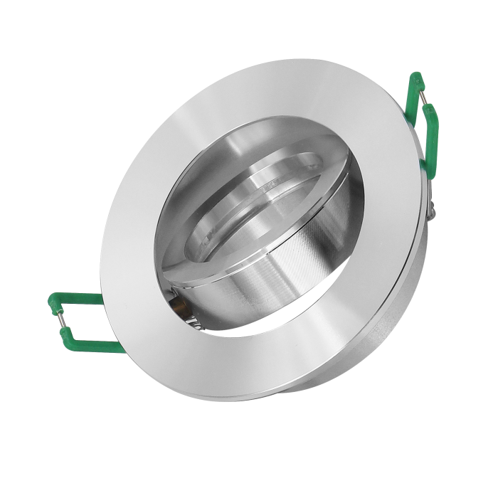 Tiltable CNC Cut Pure Aluminium Downlighter Fitting - Silver